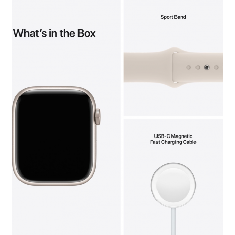 Apple Watch Series 7 GPS, 45mm Starlight Aluminium Case with Starlight Sport Band - Regular