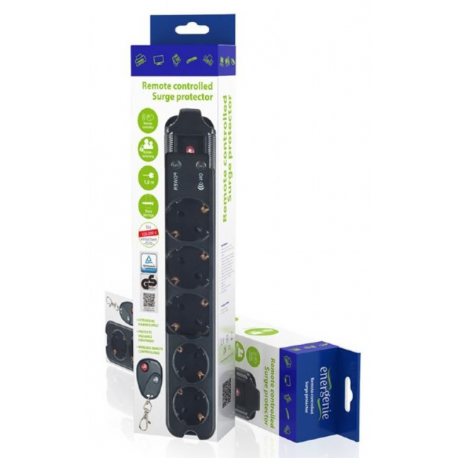 GEMBIRD 5 surge protector with remote control VDE-approved german plug power cord 1.8m