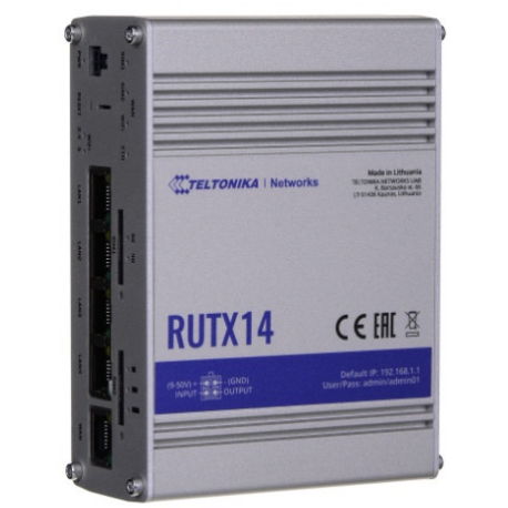 Teltonika RUTX14 - Wireless router - WWAN - 5-port switch - GigE, 802.11ac Wave 2 - 3G, 802.11b/g/n/ac Wave 2, LTE, Bluetooth 4.0 LE - Dual Band - 0