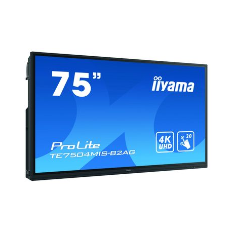 iiyama ProLite TE7504MIS-B2AG - 75" Diagonal Class (75" viewable) LED-backlit LCD display - interactive digital signage - with built-in media player and touchscreen (multi touch) - Android - 4K UHD (2160p) 3840 x 2160 - black, matte - 10
