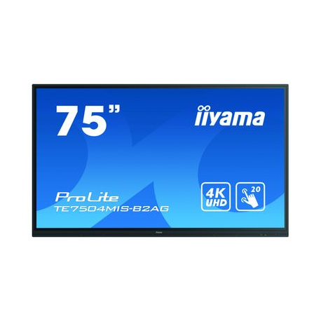 iiyama ProLite TE7504MIS-B2AG - 75" Diagonal Class (75" viewable) LED-backlit LCD display - interactive digital signage - with built-in media player and touchscreen (multi touch) - Android - 4K UHD (2160p) 3840 x 2160 - black, matte - 11