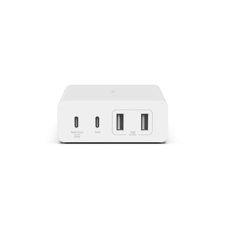 Belkin BOOST CHARGE GaN - Power adapter - 108 Watt - 4 output connectors (2 x USB, 2 x USB-C) - white - 0
