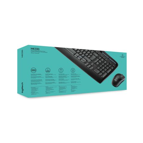 Logitech Wireless Combo MK330 - Keyboard and mouse set - wireless - 2.4 GHz - US International - black - 7