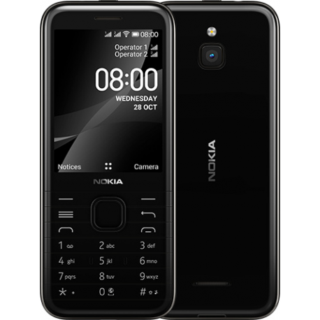 Nokia 8000 4G Black, 2.8 ", TFT, 240 x 320 pixels, 512 MB, 4000 MB, Dual SIM, Nano-SIM, 3G, Bluetooth, USB version microUSB, Bui