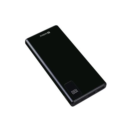 Sandberg - Power bank - 10000 mAh - 37 Wh - 20 Watt - 3 A - PD, QC 3.0 - 3 output connectors (2 x USB, USB-C) - on cable: USB-C - 0