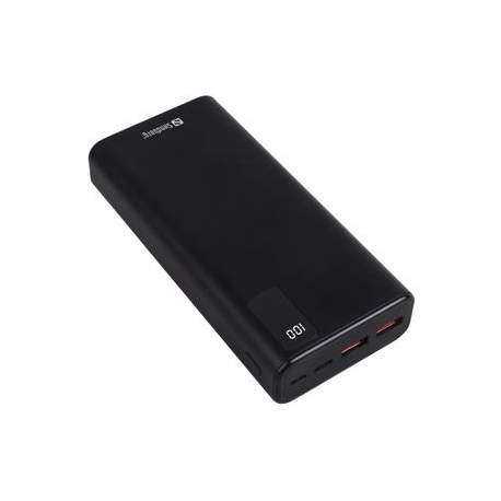 Sandberg - Power bank - 20000 mAh - 74 Wh - 20 Watt - 3 A - PD, QC 3.0 - 3 output connectors (2 x USB, USB-C) - 0