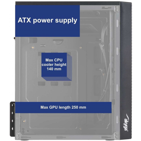 AKYGA Micro ATX Case AK36BK 1x USB 3.0 black w/o PSU