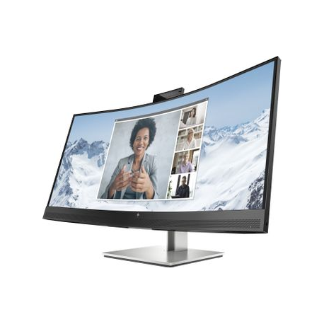 HP E34m G4 Conferencing Monitor - E-Series - LED monitor - curved - 34" - 3440 x 1440 WQHD @ 75 Hz - VA - 400 cd / m² - 3000:1 - 5 ms - HDMI, DisplayPort, USB-C - speakers - silver (stand), black head - 1
