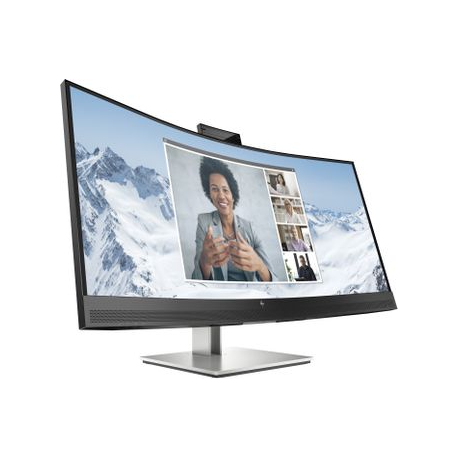 HP E34m G4 Conferencing Monitor - E-Series - LED monitor - curved - 34" - 3440 x 1440 WQHD @ 75 Hz - VA - 400 cd / m² - 3000:1 - 5 ms - HDMI, DisplayPort, USB-C - speakers - silver (stand), black head - 2