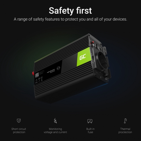 Green Cell - DC to AC power inverter - 12 V - 1000 Watt - black - 8