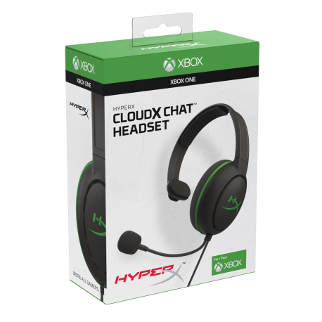 HyperX CloudX Chat - For Xbox - headset - full size - wired - 3.5 mm jack - black, green - for Xbox One, Xbox One S, Xbox One S All-Digital Edition, Xbox One X - 5