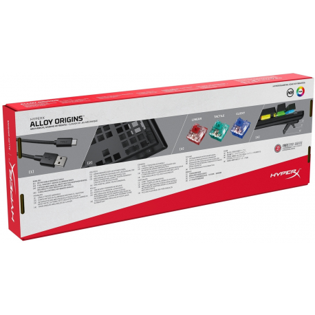 HyperX Alloy Origins - Keyboard - backlit - USB-C - QWERTY - US - key switch: HyperX Red - black - 6