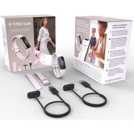 Fitbit Gift Pack Bundle Luxe Fitness tracker, Touchscreen, Heart rate monitor, Activity monitoring 24/7, Waterproof, Bluetooth, 