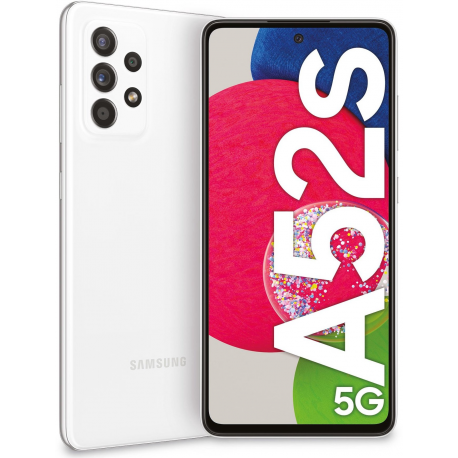 Samsung Galaxy A52s 5G - 5G smartphone - dual-SIM - RAM 8 GB  /  256 GB - microSD slot - OLED display - 6.5" - 2400 x 1080 pixels - 4x rear cameras 64 MP, 12 MP, 5 MP, 5 MP - front camera 32 MP - awesome white - 1