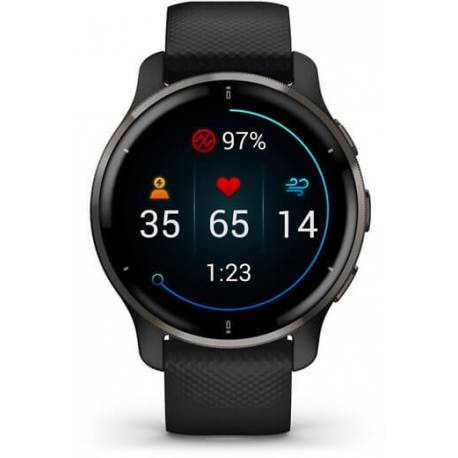 Garmin Venu 2 Plus - 43 mm - black - sport watch with band - wrist size: 125-190 mm - display 1.3" - Bluetooth, Wi-Fi, ANT+ - 51 g - 3