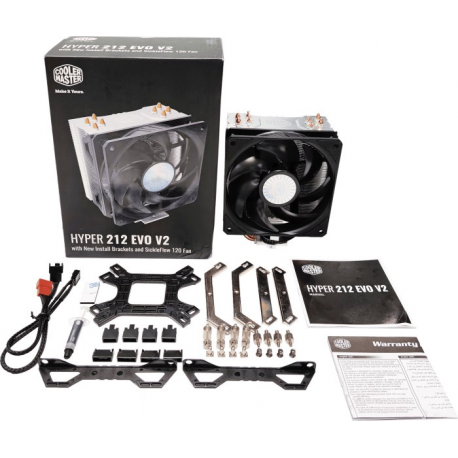 Cooler Master Hyper 212 Evo V2 - Processor cooler - (for: LGA775, LGA1156, AM2, AM2+, LGA1366, AM3, LGA1155, AM3+, LGA2011, FM1, FM2, LGA1150, FM2+, LGA2011-3, LGA1151, AM4, LGA2066, LGA1200, LGA1700) - aluminium - 120 mm - black silver - 7