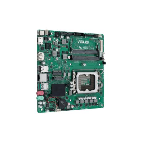 ASUS Pro H610T D4-CSM - Motherboard - Thin mini ITX - LGA1700 Socket - H610 Chipset - USB 3.2 Gen 1, USB 3.2 Gen 2 - Gigabit LAN - onboard graphics (CPU required) - HD Audio (8-channel) - 0