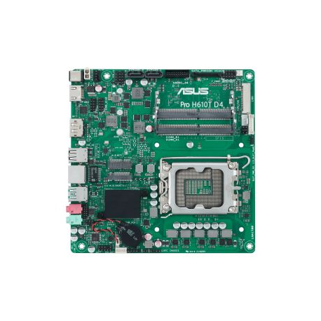ASUS Pro H610T D4-CSM - Motherboard - Thin mini ITX - LGA1700 Socket - H610 Chipset - USB 3.2 Gen 1, USB 3.2 Gen 2 - Gigabit LAN - onboard graphics (CPU required) - HD Audio (8-channel) - 3