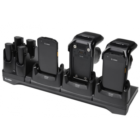 Zebra - Barcode scanner charging stand + battery charger - output connectors: 7 - for Zebra RFD40 UHF RFID Standard Sled, TC21, TC26 - 0