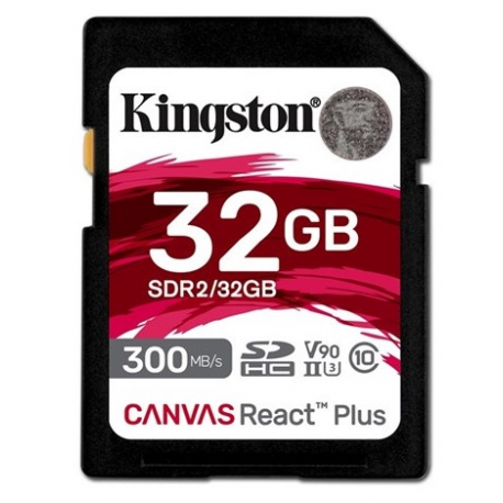 KINGSTON 32GB Canvas React Plus SDHC UHS-II 300R/260W U3 V90 for Full HD/4K/8K