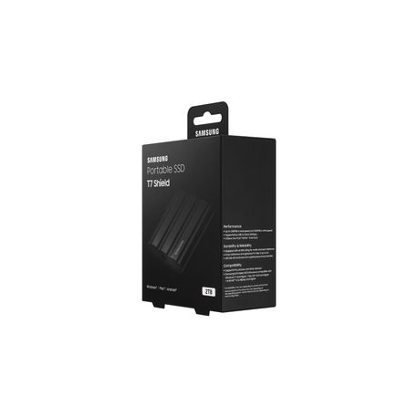 Samsung T7 Shield MU-PE2T0S - Solid state drive - encrypted - 2 TB - external (portable) - USB 3.2 Gen 2 (USB-C connector) - 256-bit AES - black - 9