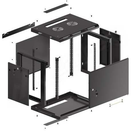 Lanberg WF01 64 / 66 V2 Series - Rack cabinet - wall mountable - black, RAL 9004 - 9U - 19" - 9