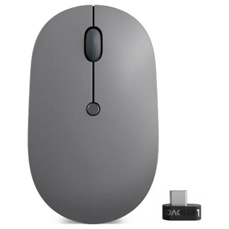 Lenovo Go - Mouse - ergonomic - right and left-handed - blue optical - 5 buttons - wireless - 2.4 GHz - USB-C wireless receiver - storm grey - retail - CRU - for ThinkCentre M70s Gen 3; ThinkPad E14 Gen 4; E15 Gen 4; X1 Carbon Gen 10; ThinkStation P360 - 4