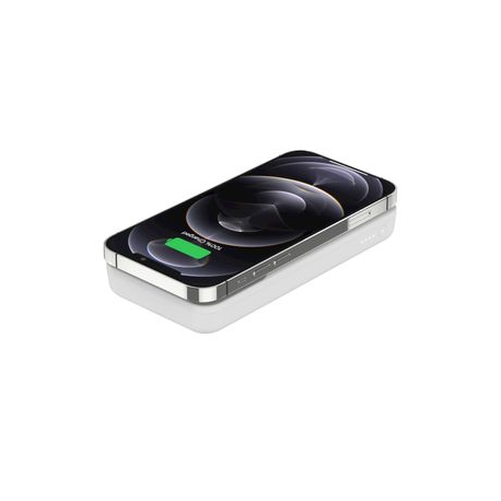 Belkin BOOST CHARGE - Wireless power bank - 10000 mAh - 18 Watt - Fast Charge - 2 output connectors (USB, magnetic, USB-C) - on cable: USB-C - white - for Apple iPhone 12, 12 mini, 12 Pro, 12 Pro Max - 5