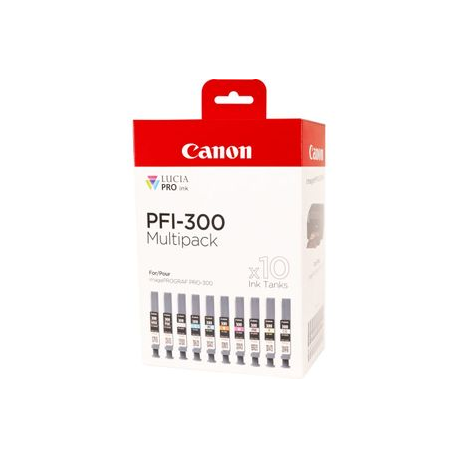 Canon PFI-MBK / PBK / CO / GY / R / C / M / Y / PC / PM 10 Ink Cartridge Multipack - 10-pack - 14.4 ml - grey, yellow, cyan, magenta, red, matte black, photo black, photo cyan, photo magenta, chroma optimiser - original - ink tank - for imagePROGRAF PRO-300 - 1