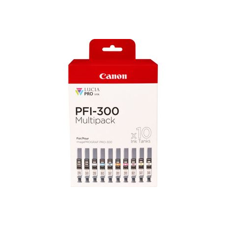 Canon PFI-MBK / PBK / CO / GY / R / C / M / Y / PC / PM 10 Ink Cartridge Multipack - 10-pack - 14.4 ml - grey, yellow, cyan, magenta, red, matte black, photo black, photo cyan, photo magenta, chroma optimiser - original - ink tank - for imagePROGRAF PRO-300 - 3