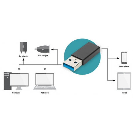 DIGITUS - USB adapter - USB-C (F) to USB (M) - USB 3.0 - 3 A - black - 5