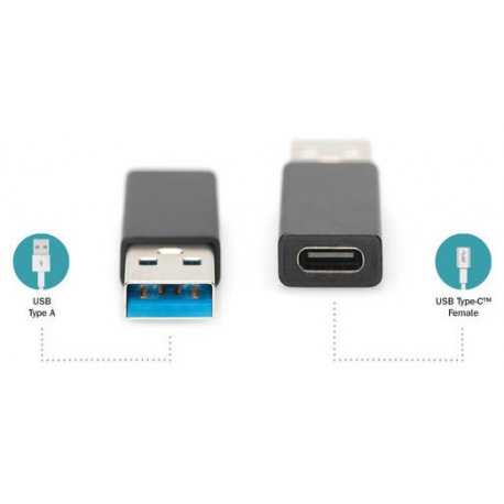DIGITUS - USB adapter - USB-C (F) to USB (M) - USB 3.0 - 3 A - black - 6