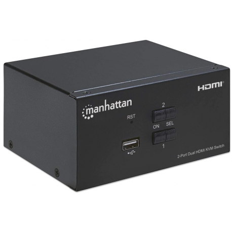 MANHATTAN KVM Switch HDMI/USB 2x1 Dual-Monitor Video 4K 30Hz