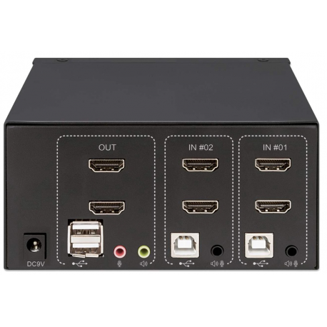 MANHATTAN KVM Switch HDMI/USB 2x1 Dual-Monitor Video 4K 30Hz