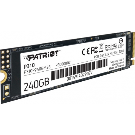 Patriot P310 - SSD - 240 GB - internal - M.2 2280 - PCIe 3.0 x4 (NVMe) - 2
