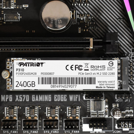 Patriot P310 - SSD - 240 GB - internal - M.2 2280 - PCIe 3.0 x4 (NVMe) - 5