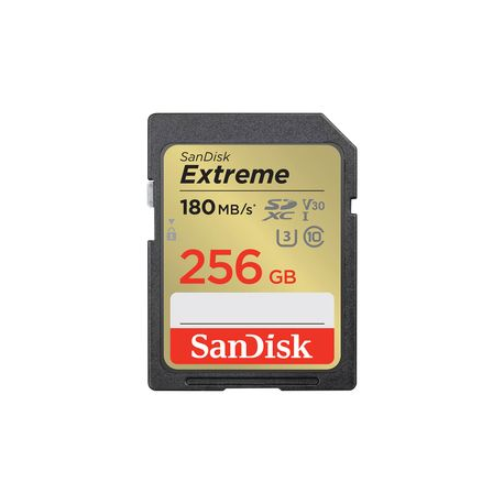 SanDisk Extreme - Flash memory card - 256 GB - Video Class V30  /  UHS-I U3  /  Class10 - SDHC UHS-I - 0
