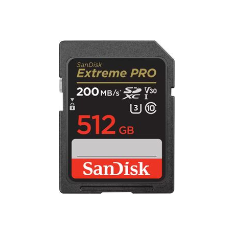 SanDisk Extreme Pro - Flash memory card - 512 GB - Video Class V30  /  UHS-I U3  /  Class10 - SDXC UHS-I - 0