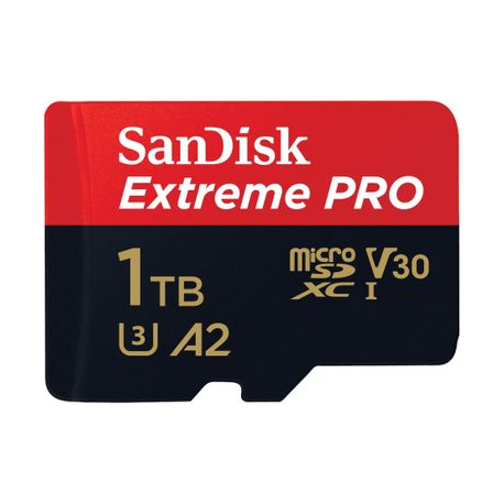 SanDisk Extreme Pro - Flash memory card (microSDXC to SD adapter included) - 1 TB - A2  /  Video Class V30  /  UHS-I U3  /  Class10 - microSDXC UHS-I - 0