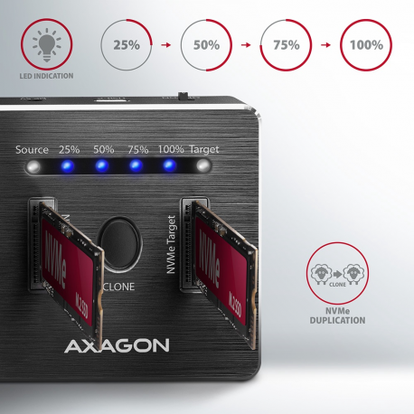 AXAGON ADSA-M2C DUAL NVMe CLONE MASTER DOCK SuperSpeed USB-C 10 Gbps docking - 7