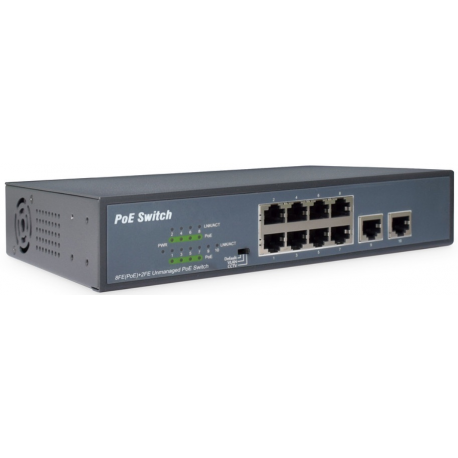 DIGITUS DN-95323-1 - Switch - unmanaged - 8 x 10 / 100 (PoE+) + 2 x 10 / 100 (uplink) - desktop - PoE+ (120 W) - 0