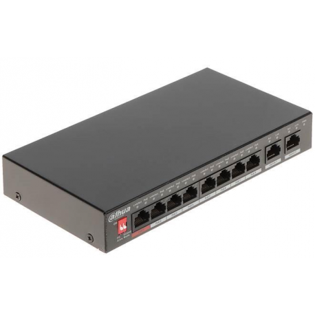 Dahua PFS3010-8ET-96 - V2.0 - switch - unmanaged - 8 x 10 / 100 (PoE) + 2 x 10 / 100 / 1000 (uplink) - desktop - PoE (96 W) - 5