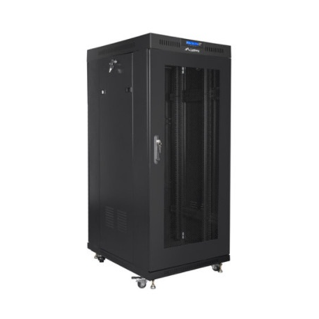 Lanberg - Rack cabinet - with 4 cooling fans, display - black, RAL 9004 - 27U - 19" - 0