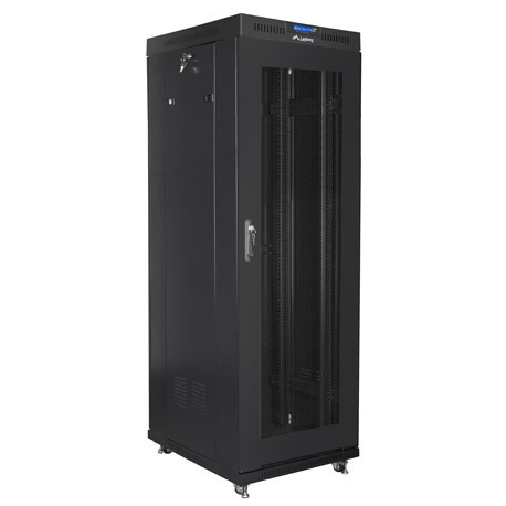 Lanberg - Rack cabinet - with 4 cooling fans, display - black, RAL 9004 - 37U - 19" - 0