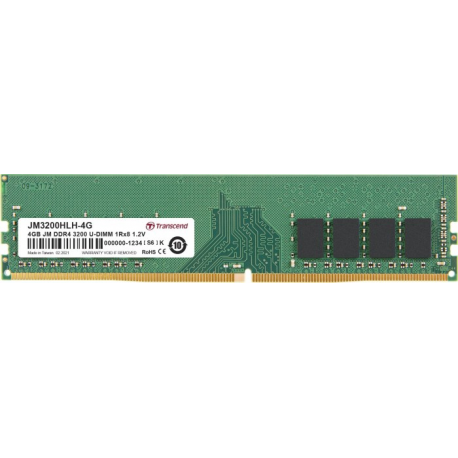Transcend JetRAM - DDR4 - module - 4 GB - DIMM 288-pin - 3200 MHz  /  PC4-25600 - CL22 - 1.2 V - unbuffered - non-ECC - 0