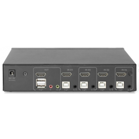 DIGITUS DS-12880 - KVM / audio / USB switch - 4 x KVM port(s) - 1 local user - desktop - 1