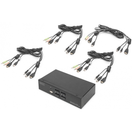 DIGITUS DS-12880 - KVM / audio / USB switch - 4 x KVM port(s) - 1 local user - desktop - 4