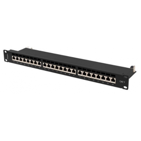 Lanberg PPS7-1024-B - Patch panel - CAT 7 - STP - RJ-45 X 24 - black, RAL 9004 - 1U - 19" - 2