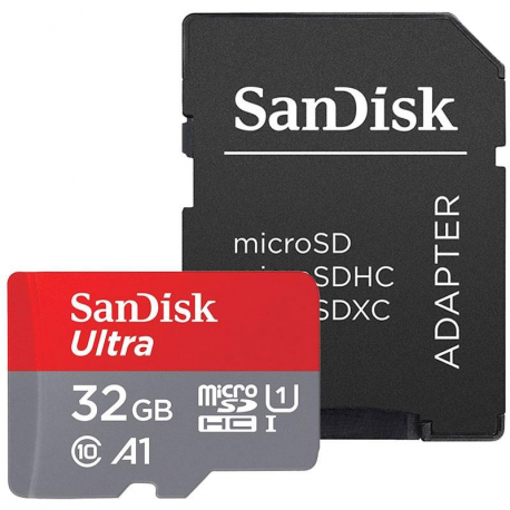 SanDisk Ultra - Flash memory card (microSDHC to SD adapter included) - 32 GB - A1  /  UHS-I U1  /  Class10 - microSDHC UHS-I - 1