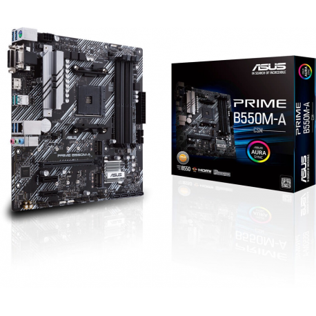 ASUS PRIME B550M-A / CSM - Motherboard - micro ATX - Socket AM4 - AMD B550 Chipset - USB 3.2 Gen 1, USB 3.2 Gen 2 - Gigabit LAN - onboard graphics (CPU required) - HD Audio (8-channel) - 5